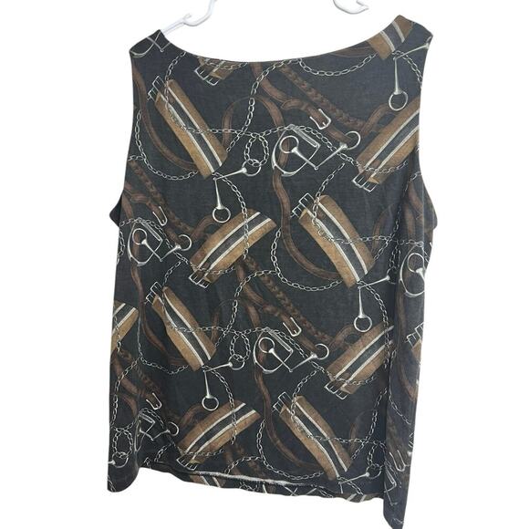 Lauren Ralph Lauren Equestrian Buckle Silk Wool Jersey Sleeveless Top 3X - Picture 5 of 5